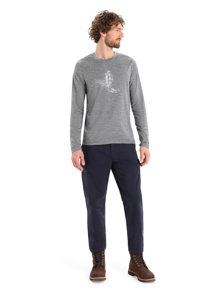 Icebreaker Merino Tech Lite II T-Shirt Skiing Yeti Miesten Long Sleeve Harmaat | FI 1227AHKP